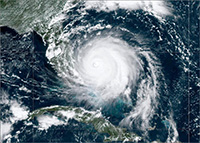 Satellite image of hurricane.