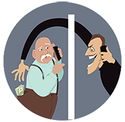 Illustration of Scammer talking Money from a Senior