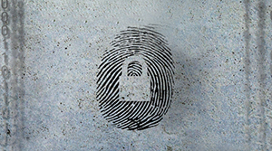 Lock overlaying a thumbprint