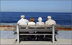 Couples sitting on a bench