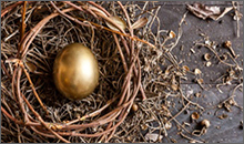 Golden egg in a nest