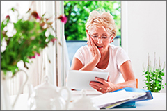 Woman looking at iPad