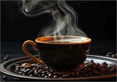 Steaming cup of coffee