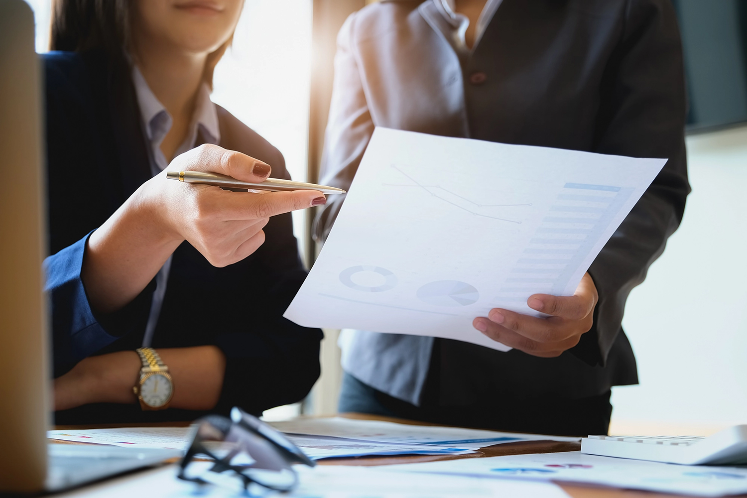 Professionals review tax forms