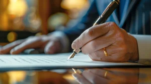 Photo Illustration of Man signing papers