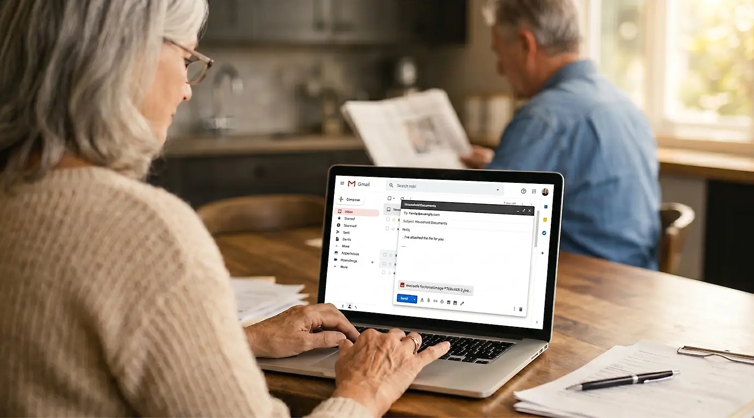 Senior woman using Gmail
