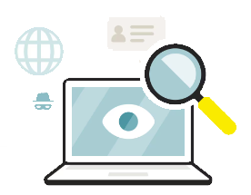 Laptop illlustration with magnifying glass